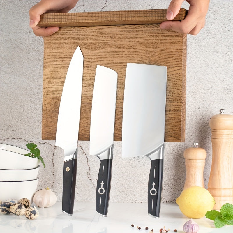 SANTOKU 文化包丁 Magnetic Double Sided Smart View Anti Bacterial Acacia Wood Knife Block