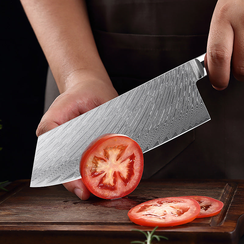 SANTOKU 文化包丁 Luxury Santoku Knife 7" Unique Resin & Wood Handle Forged 67 Layer Damascus Steel